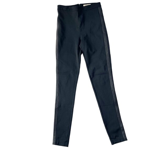 Burberry Black Leather Trim Skinny Fit Pants - Women's Size US 6 - Picture 1 of 9